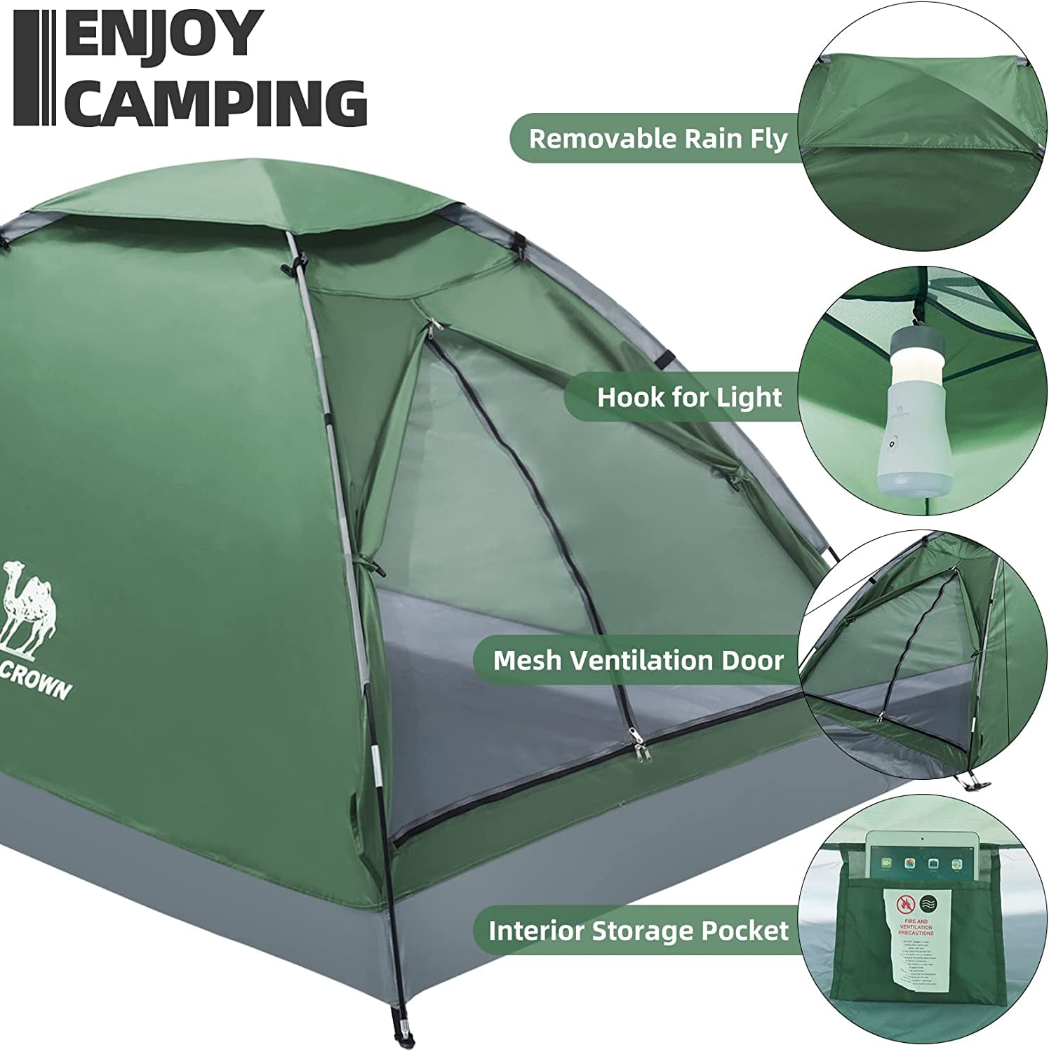 2/3/4 Person Camping Tent with Removable Rain Fly, Easy Setup Outdoor Tents Water Resistant Lightweight Portable for Family Backpacking Camping Hiking Traveling