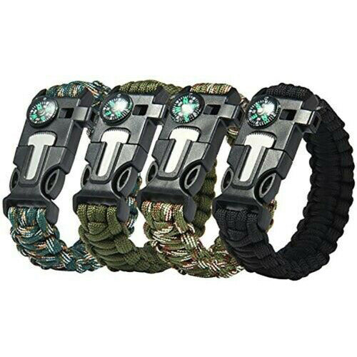 Emergency Paracord Bracelets, Survival Bracelet With Embedded Compass & Whistle