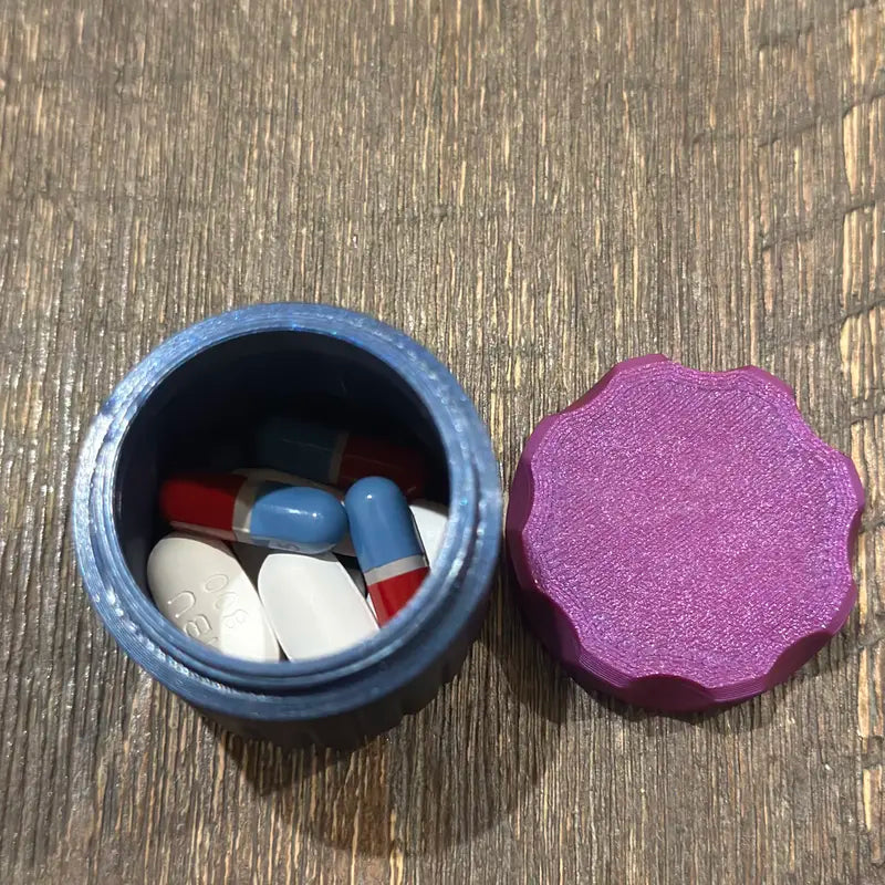 3D Printed Storage Container, Travel Storage Container, Travel Pill Bottle | Perfect for Backpacks, Purses, Pockets, Camping, Hiking, Emergency Kit, and More.