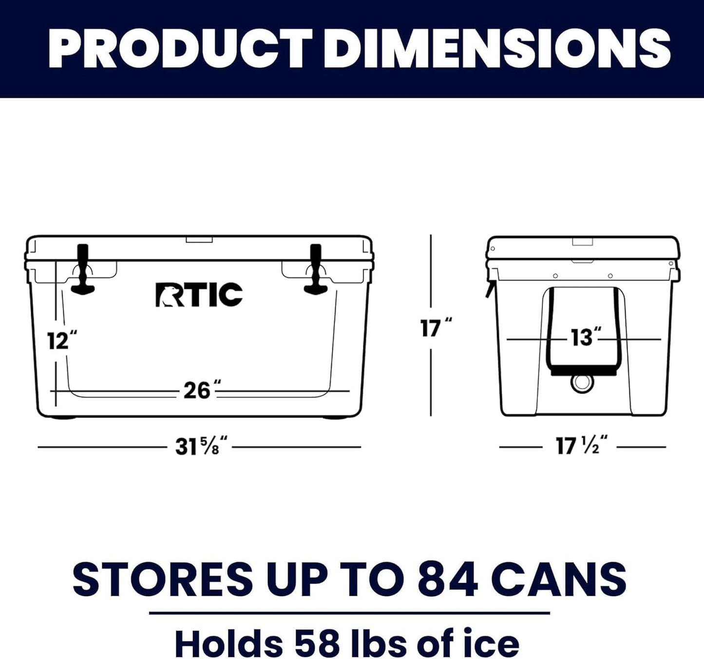 65 QT Ultra-Tough Cooler Hard Insulated Portable Ice Chest Box for Beach, Drink, Beverage, Camping, Picnic, Fishing, Boat, Barbecue