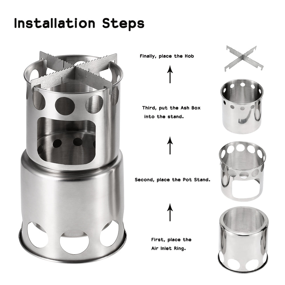 Portable Camping Stove Combo - Wood Burning