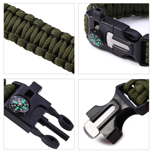 Emergency Paracord Bracelets, Survival Bracelet With Embedded Compass & Whistle