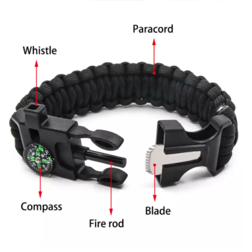 Emergency Paracord Bracelets, Survival Bracelet With Embedded Compass & Whistle